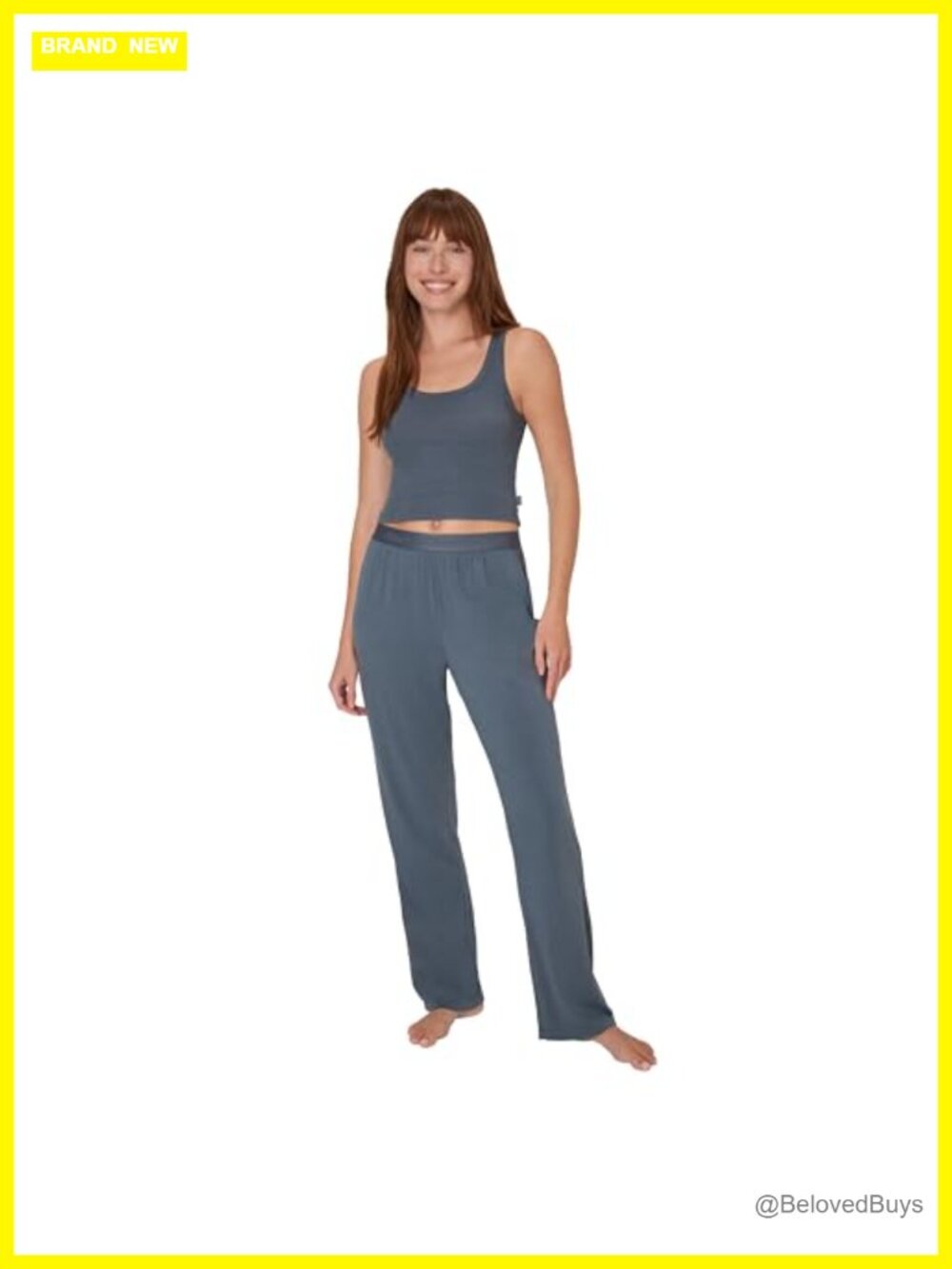 Womens 2 Piece Loungewear Set Crop Tank Lounge Pants Pajama Set